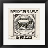 Farmhouse Grain Sack Label Cow Framed Print