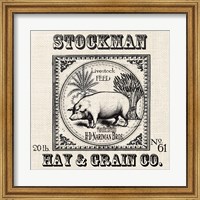 Farmhouse Grain Sack Label Pig Fine Art Print