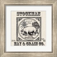 Farmhouse Grain Sack Label Pig Fine Art Print