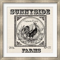 Farmhouse Grain Sack Label Rooster Fine Art Print