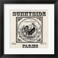 Farmhouse Grain Sack Label Rooster Framed Print