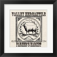 Farmhouse Grain Sack Label Sheep Framed Print