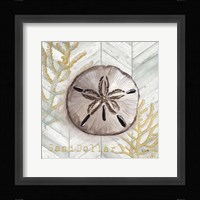 Gray Gold Chevron Sand Dollar Framed Print