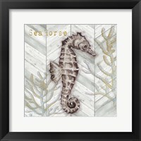 Gray Gold Chevron Seahorse Fine Art Print