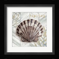 Gray Gold Chevron Scallop Shell Framed Print
