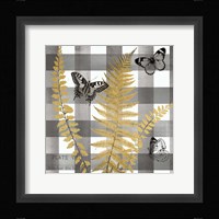 Buffalo Check Ferns and Butterflies Neutral I Framed Print