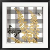 Buffalo Check Ferns and Butterflies Neutral II Fine Art Print