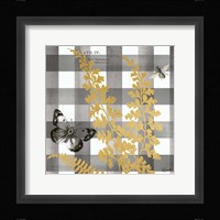 Buffalo Check Ferns and Butterflies Neutral II Framed Print