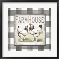 Buffalo Check Farm House Chickens Neutral I Fine Art Print