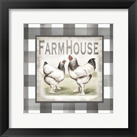 Buffalo Check Farm House Chickens Neutral I Framed Print
