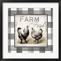Buffalo Check Farm House Chickens Neutral II Fine Art Print