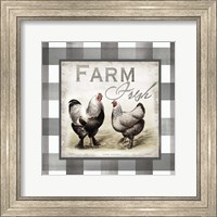 Buffalo Check Farm House Chickens Neutral II Fine Art Print