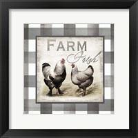 Buffalo Check Farm House Chickens Neutral II Fine Art Print