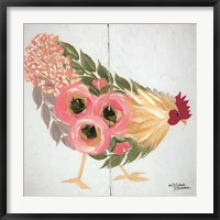 Floral Hen on White Fine Art Print