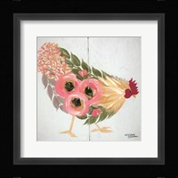 Floral Hen on White Fine Art Print