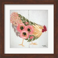 Floral Hen on White Fine Art Print