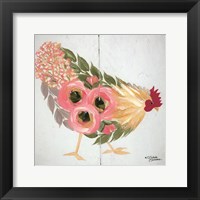 Floral Hen on White Fine Art Print