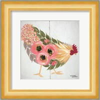 Floral Hen on White Fine Art Print