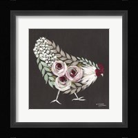 Floral Hen Mint and Pink Fine Art Print