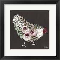 Floral Hen Mint and Pink Fine Art Print