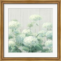 White Hydrangea Garden Sage on Wood Crop Fine Art Print