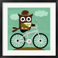Owl and Hedgehog on Bicycle Fine Art Print