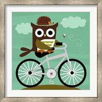 Owl and Hedgehog on Bicycle Fine Art Print