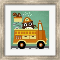 Owl in Firetruck and Squirrel Fine Art Print