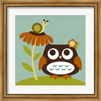 Owl Looking at Snail Fine Art Print