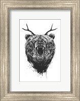 Angry Bear With Antlers Fine Art Print