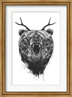 Angry Bear With Antlers Fine Art Print