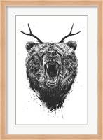 Angry Bear With Antlers Fine Art Print