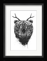 Angry Bear With Antlers Fine Art Print
