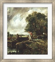 Barges Passing a Lock on the Stour Fine Art Print