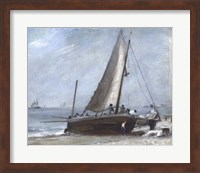 Brighton Beach with Fishing Boats and Crew Fine Art Print