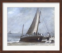 Brighton Beach with Fishing Boats and Crew Fine Art Print