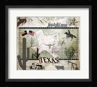 Vintage State Texas Framed Print