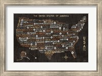 US City Map Black Fine Art Print