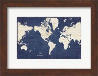 Blueprint World Map - No Border Fine Art Print
