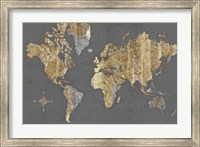 Gilded Map Gray - No Border Fine Art Print