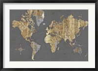 Gilded Map Gray - No Border Fine Art Print