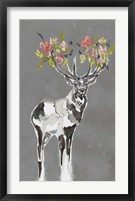 Deer & Flowers I Framed Print