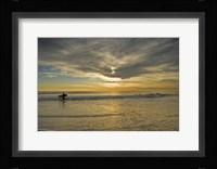 Sunrise On Surfer With Board Walking Through Shore Waves, Cape May NJ Fine Art Print