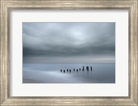 Beach Pilings On Stormy Sunrise, Cape May National Seashore, NJ Fine Art Print