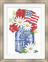 Land of the Free Blue Mason Jar Fine Art Print