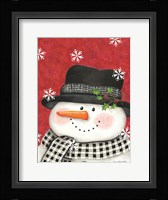 Holly & Black Plaid Snowman Framed Print