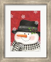 Holly & Black Plaid Snowman Fine Art Print