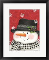 Holly & Black Plaid Snowman Framed Print