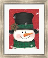 Pine Cones & Green Plaid Snowman Fine Art Print