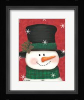 Pine Cones & Green Plaid Snowman Framed Print